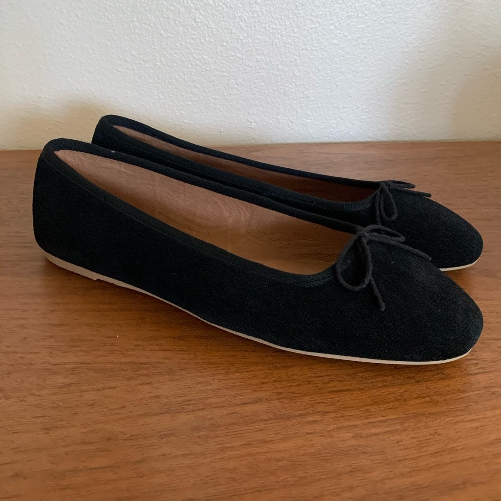 Soludos black leather suede flats